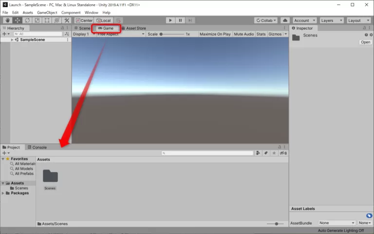 Gameタブを下へ移動