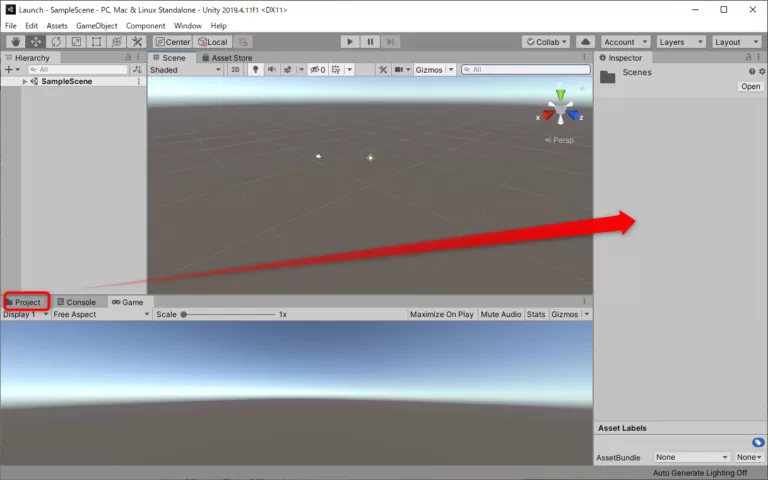 Projectタブの移動
